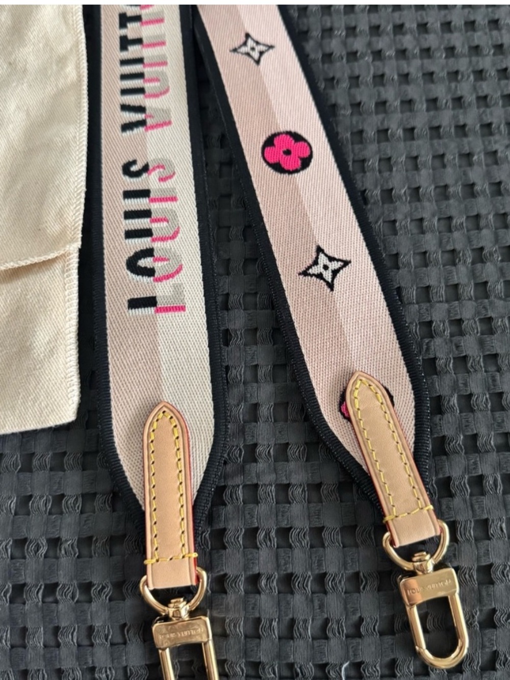 NEW! Louis Vuitton Black Pink Jacquard Speedy Bandouliere 20 Shoulder Strap